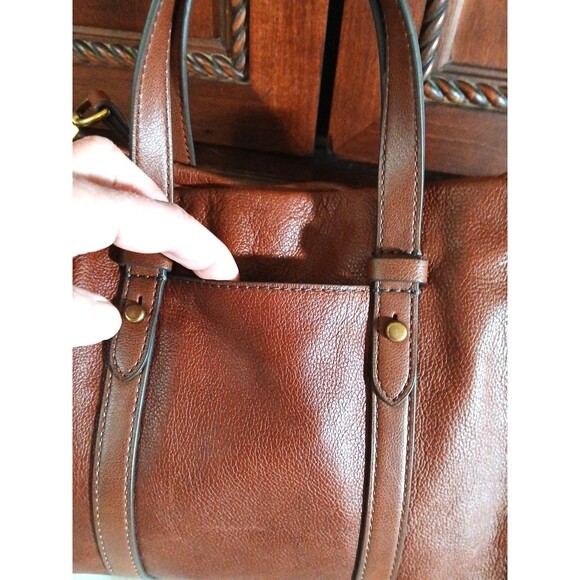 FOSSIL~ KINGSTON Satchel/Crossbody Cognac Leather Bag Logo - Picture 13 of 13